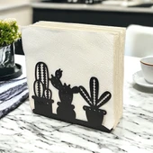 Kaktüs Temalı Siyah Metal Peçetelik - 6