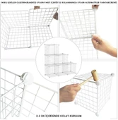 8 Bölmeli Tel Küp Çok Amaçlı Organizer Raf Beyaz 33cm Mutfak, Oyuncak, Kiler, Depolama Rafı - 7