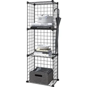 3 Bölmeli Tel Küp Çok Amaçlı Organizer Raf Siyah 33cm Mutfak, Oyuncak, Kiler, Depolama Rafı - 7