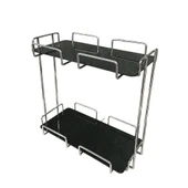 2 Katlı 28x14 Gümüş Banyo ve Kozmetik Düzenleyici - Çift Katlı Sunum ve Servis Tepsisi - 4