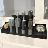 3 Ve 4 Bölmeli Karton Bardaklık + 2' li Tek yuvalı  Karistirici ve Şeker Endüstriyel Mutfak Kahve Aksesuar Düzenleyici Siyah Çok Bölmeli Kafe/Ofis Kahve Standı - 6