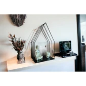 Şık Siyah Metal Duvara Monte Şamdan Dekoratif Mumluğu - 5