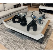 AHŞAP SAPLI 40X25 DEKORATİF METAL TEPSİ BEYAZ, SUNUM, DEKORATİF TEPSİ - 10