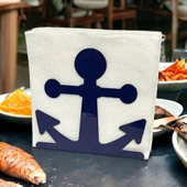 Çapa Temalı Mavi Metal Peçetelik - 4