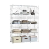 12 Bölmeli Tel Küp Çok Amaçlı Organizer Raf Beyaz 33cm Mutfak, Oyuncak, Kiler, Depolama Rafı - 4