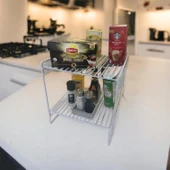 30x30 2 Kat Dekoratif Beyaz Tel Raf Demonte - 1