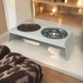 Evcil Hayvan Mama ve Su Kabı Standı, İkili Small Model Beyaz, Paslanmaz Çelik, Yükseltilmiş, Kedi ve Köpekler İçin - 7