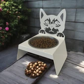 Sevimli Kedi Tasarımlı, Ergonomik Beyaz Kedi ve Köpek Mama ve Su Kabı Tekli Small Model – Paslanmaz Çelik, Dayanıklı Malzeme thumbnail 8