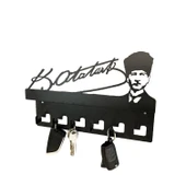 Atatürk Tasarımlı Duvar Askılı Anahtarlık ve Mektup Rafı Model-1 - Siyah - 9