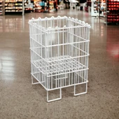 Ergonomik Tasarım 40x40 Katlanır Tel Havuz Sepeti Beyaz – Market, Avm, ve Bakkal İçin İdeal Ürün Teşhir Standı - 1
