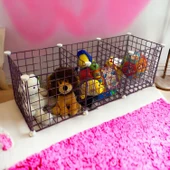 3 Bölmeli Tel Küp Çok Amaçlı Organizer Raf Pembe 33cm Mutfak, Oyuncak, Kiler, Depolama Rafı - 4