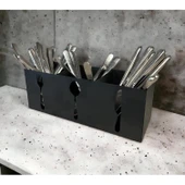 Ev & Endüstriyel Model Çatal Kaşık Bıçaklık Standı Siyah - 1