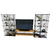 Bambu Ahşap ve Metal Detaylı TV Ünitesi & Sekizli Tel Küp Raf Sistemi - Modern Tasarım Model-1 - 9