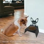 Sevimli Köpek Tasarımlı, Ergonomik Siyah Kedi ve Köpek Mama ve Su Kabı Tekli Small Model – Paslanmaz Çelik, Dayanıklı Malzeme - 2