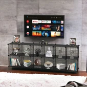 12'li Plastik Raflı Tel Küp Çok Amaçlı Organizer Raf Siyah 33cm - 7