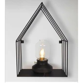 Şık Siyah Metal Duvara Monte Şamdan Dekoratif Mumluğu - 1