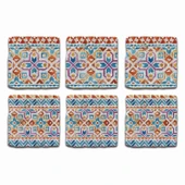 Doğal Taş Bardak Altlığı 6'lı Telli Model D (Boho Tema) - 2