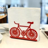 Bisiklet Temalı Kırmızı Metal Peçetelik - 3