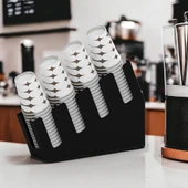 Yenilikçi Tasarım 4 Bölmeli Kademeli Karton Bardak Standı - 8 oz Bardak Uyumlu - 2