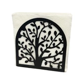 Hayat Ağacı Temalı Siyah Metal Peçetelik - 1