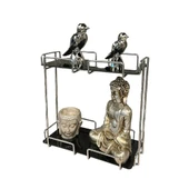 2 Katlı 28x14 Gümüş Banyo ve Kozmetik Düzenleyici - Çift Katlı Sunum ve Servis Tepsisi - 6