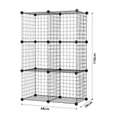 6 Bölmeli Tel Küp Çok Amaçlı Organizer Raf Siyah 33cm Mutfak, Oyuncak, Kiler, Depolama Rafı - 4