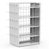 80X60 Çift Taraflı Metal Beyaz Stand Metal Raflı Ve Yan Modüllü Kancalı Set - 1