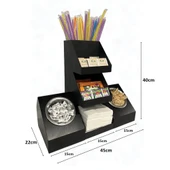 7 Bölmeli Endüstriyel Siyah Tezgah Üstü Düzenleyici Organizer, Çay ve Pipet Raflı Stand - 4