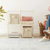 4 Bölmeli Tel Küp Çok Amaçlı Organizer Raf Beyaz 33cm Mutfak, Oyuncak, Kiler, Depolama Rafı - 2