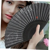 Beluga Yelpaze Bambu Serinletici Vintage Siyah Şık Püsküllü Japon Yelpaze 0150 2 Adet - 3