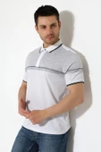 Fermuar Detaylı Desenli Pamuklu Polo Yaka T-shirt - 5