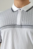 Fermuar Detaylı Desenli Pamuklu Polo Yaka T-shirt - 8
