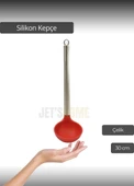 Silikon Kepçe Paslanmaz Saplı Servis Kepçesi Kırmızı 30 cm - 3