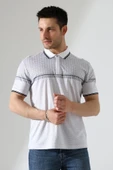 Fermuar Detaylı Desenli Pamuklu Polo Yaka T-shirt - 3