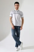 Fermuar Detaylı Desenli Pamuklu Polo Yaka T-shirt - 9
