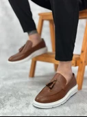 ET0005 Bağcıksız Yüksek Taban Klasik Püsküllü Taba Cilt Corcik Erkek Ayakkabı - 1
