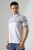 Fermuar Detaylı Desenli Pamuklu Polo Yaka T-shirt - 12