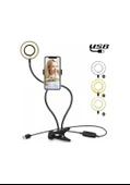 Klipsli Makyaj Işığı USB Selfie Çekme Halkası - 1