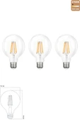 Heka Rustik LED Ampul E27 G95 6W 2700K Gün Işığı 3'lü ERD-88 - 1