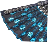 Beluga Yelpaze Şık Siyah Mavi Pullu Yelpaze 2 Adet - 3