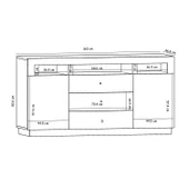 K003 Asil Led Işıklı, Dolaplı ve Çekmeceli Konsol Ahşap Siyah - 5