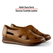 Erkan Saçmacı Aida Taba Hakiki Dana Derisi Kesik Detaylı Lastikli Slip-On Günlük Ayakkabı - 3