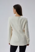 Ekru Bisiklet Yaka Regular Dokuma Ceket - 12