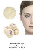 2'li Doğal Set Kabak Lifli Yuvarlak Lastikli Yüz Temizleme Pedi Kararma Leke Siyah Nokta Peeling Etkili Ruşur Taşı - 1