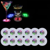 Renkli LED Işıklı Bardak Altlığı - Dekoratif 12 Adet Pilli - 1