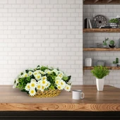 Nettenevime Yapay Çiçek Aranjmanı Sepettte Beyaz Kır Papatyası Aranjmanı Çiçek Sepeti thumbnail 2