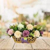 Nettenevime Yapay Çiçek Aranjmanı Sepettte Krizantem Aranjmanı Çiçek Sepeti thumbnail 2