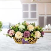 Nettenevime Yapay Çiçek Aranjmanı Sepettte Krizantem Aranjmanı Çiçek Sepeti thumbnail 3