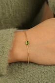 Yeşil Opal Taşlı Altın Bileklik thumbnail 3