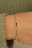 Yeşil Opal Taşlı Altın Bileklik thumbnail 1